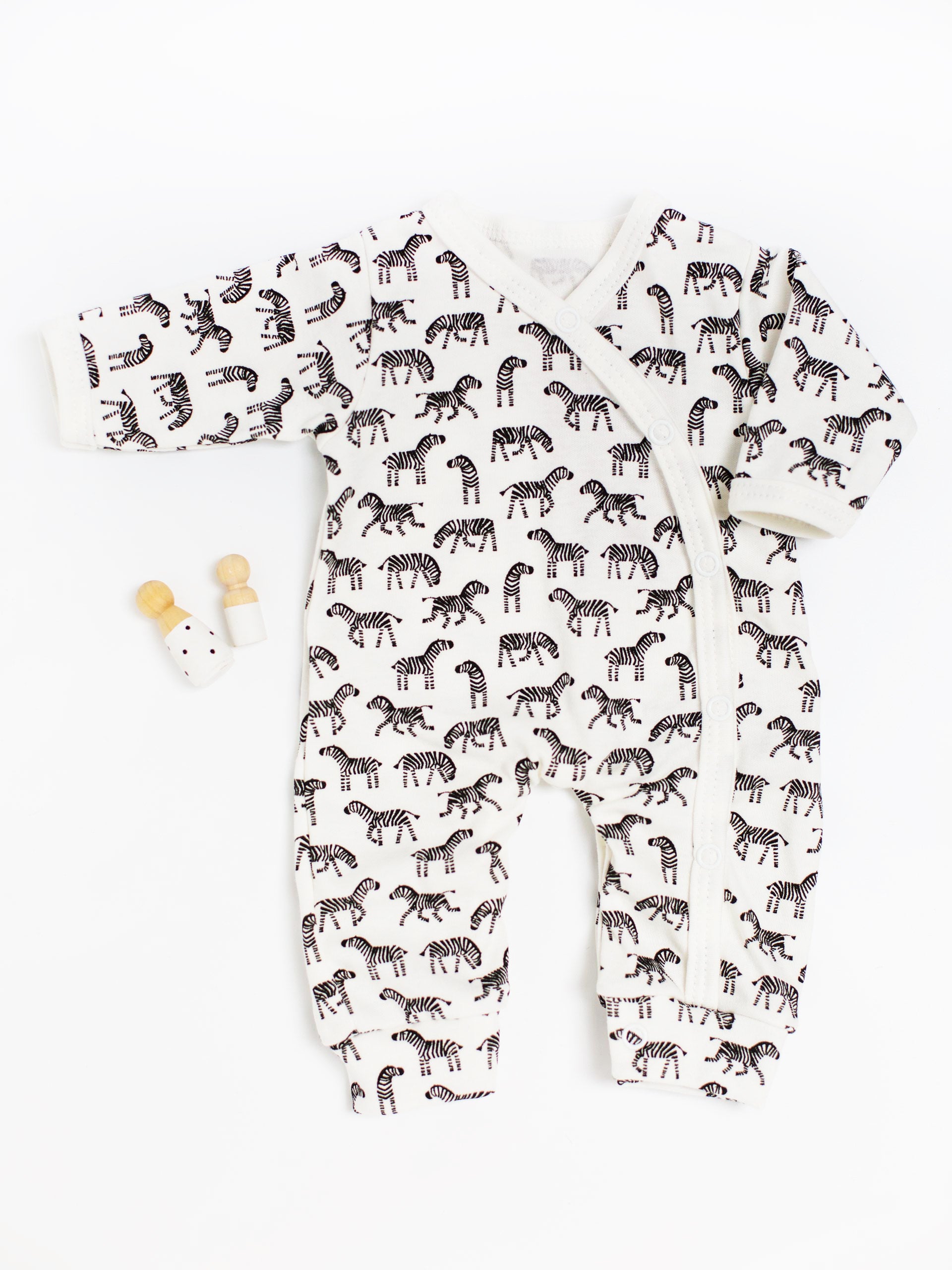 Premature Baby Sleepsuit, Zebras, 100% Organic Cotton Sleepsuit / Babygrow Tiny & Small 