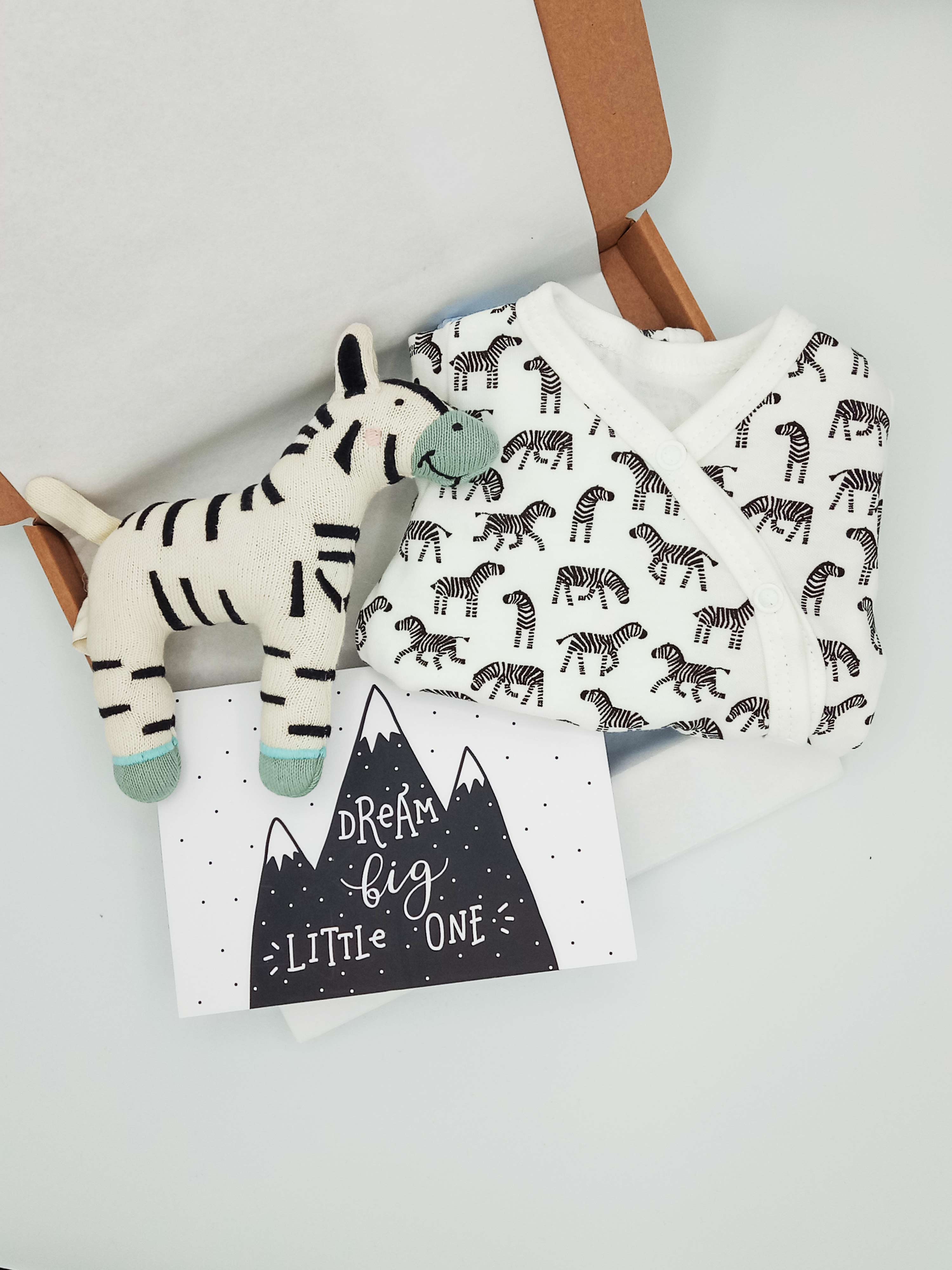 Little Zebras Gift Set - Sleepsuit, Zebra toy & Card Gift Set Little Mouse Baby Clothing & Gifts 