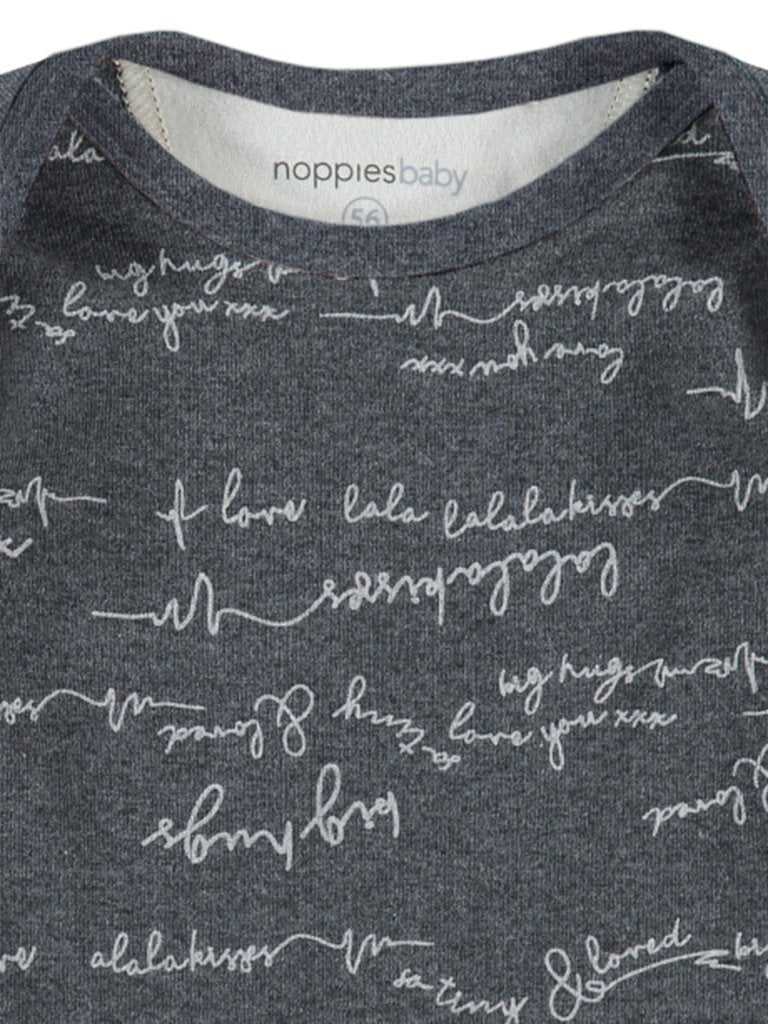 Grey Love Messages Top - Organic Cotton Top / T-shirt Noppies 