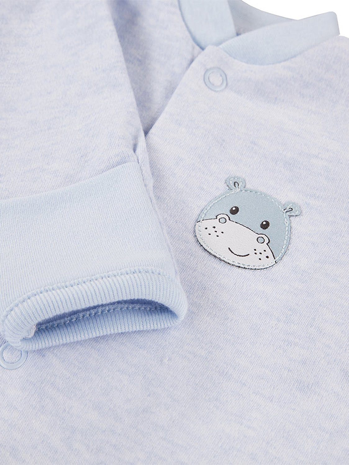 Early Baby Footed Sleepsuit, Cute Hippo Design - Blue Sleepsuit / Babygrow EEVI 