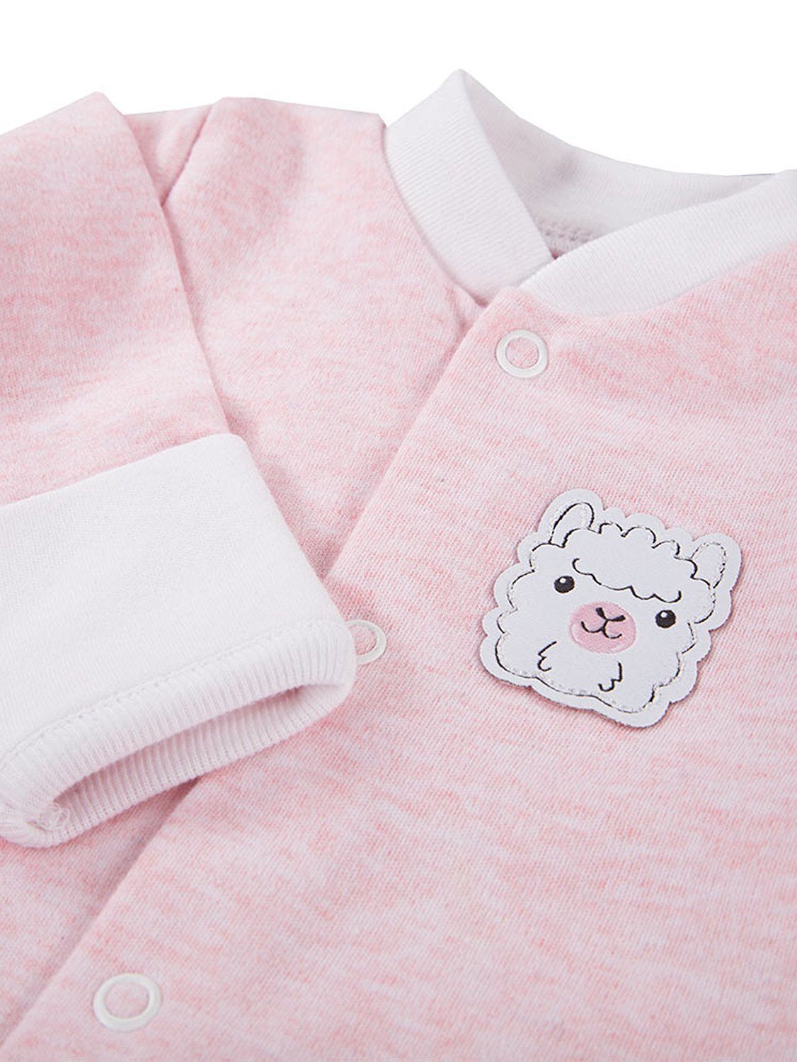 Tiny Baby Footed Sleepsuit, Cute Alpaca Design - Pink Sleepsuit / Babygrow EEVI 