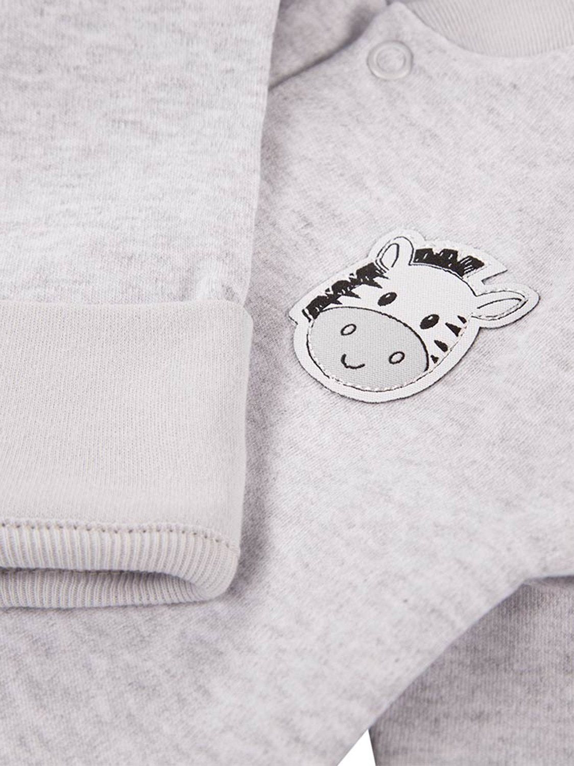 Tiny Baby Sleepsuit, Footed, Cute Zebra Design - Grey Sleepsuit / Babygrow EEVI 