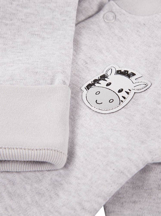 Tiny Baby Sleepsuit, Footed, Cute Zebra Design - Grey Sleepsuit / Babygrow EEVI 