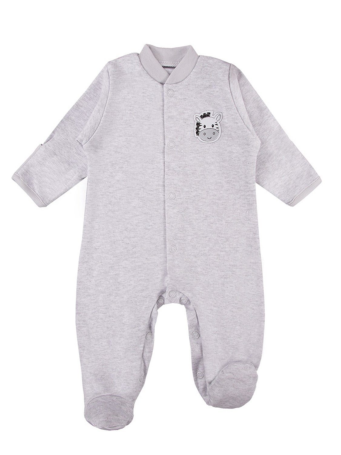 Tiny Baby Sleepsuit, Footed, Cute Zebra Design - Grey Sleepsuit / Babygrow EEVI 