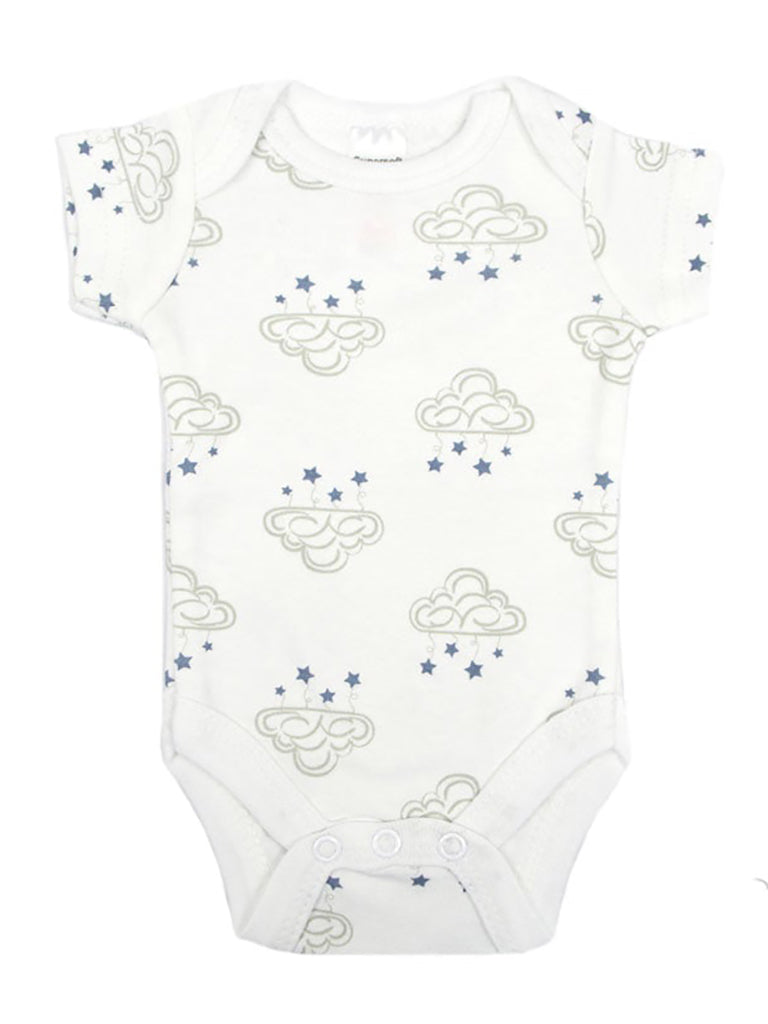 100% Cotton Cloud & Stars Design Short Sleeved Bodysuit Bodysuit / Vest Soft Touch 