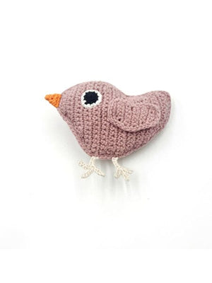 Crochet Fair Trade Rattle Toy - Bird - Pink Rattle Pebble Toys 