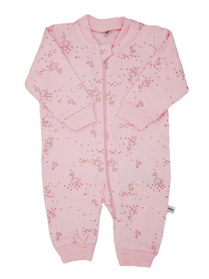 Pink Swan Print Footless Babygrow Sleepsuit / Babygrow Pippi 