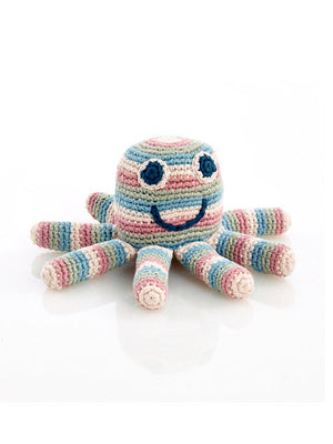 Octopus Crochet Fair Trade Rattle Toy - Soft Stripes Toy Pebble Toys 