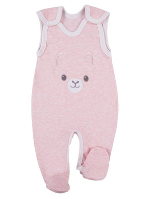 Early Baby Footed Dungarees, Cute Alpaca Design - Pink Dungaree EEVI 