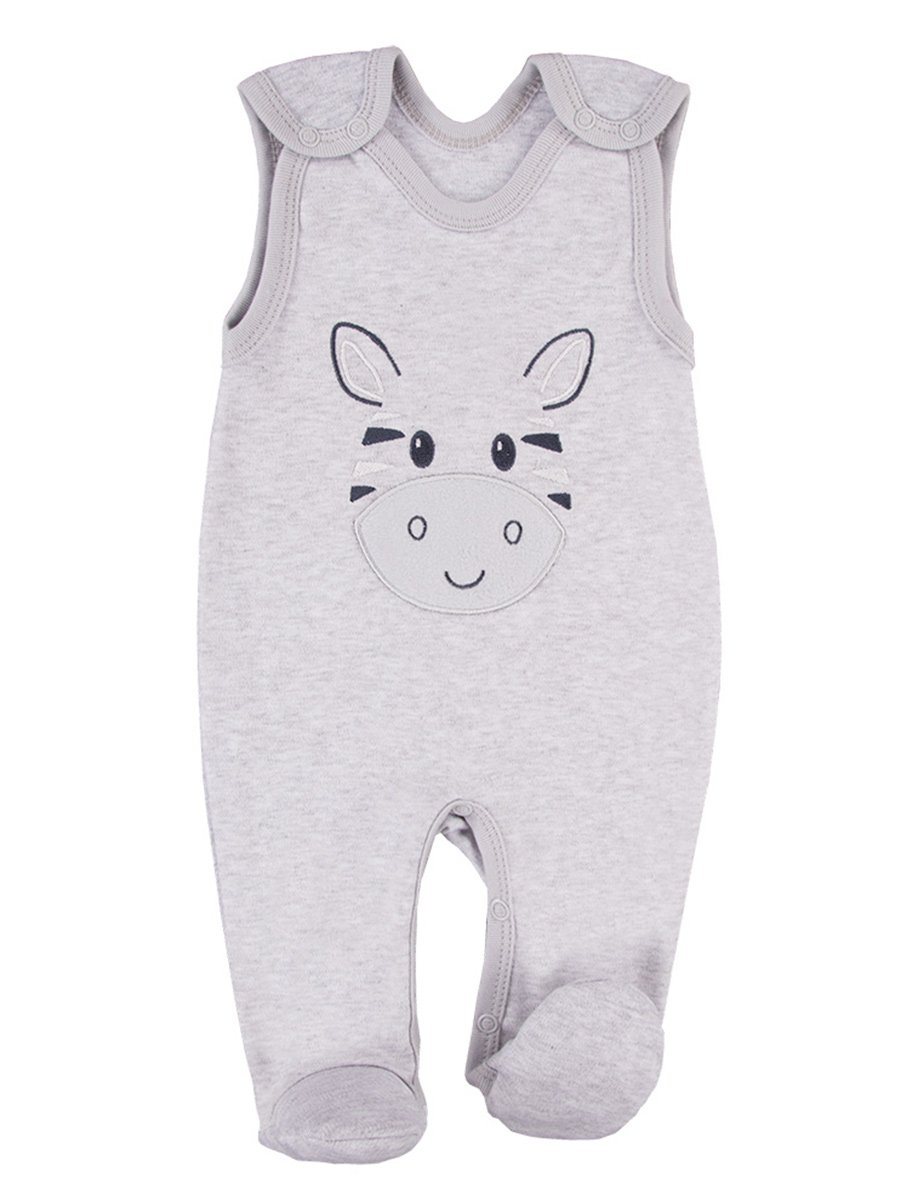 Early Baby Footed Dungarees, Cute Zebra Design - Grey Dungaree EEVI 
