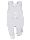 Early Baby Footed Dungarees, Embroidered Lamb Design - Grey Dungaree EEVI 