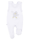 Early Baby Footed Dungarees, Embroidered Chick Design - White Dungaree EEVI 