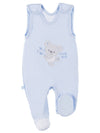 Early Baby Footed Dungarees, Embroidered Bear Design - Blue Dungaree EEVI 