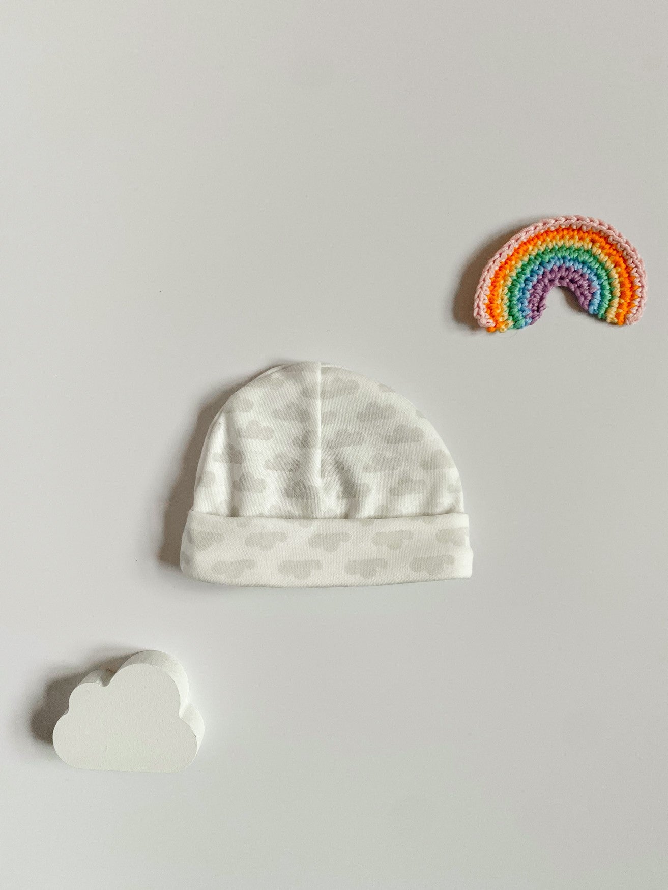 Tiny baby Round Hat, Silver Cloud, Premium 100% Organic Cotton Hat Tiny & Small 