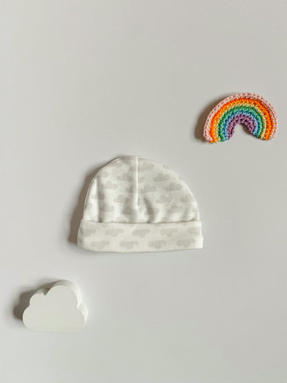 Tiny baby Round Hat, Silver Cloud, Premium 100% Organic Cotton Hat Tiny & Small 