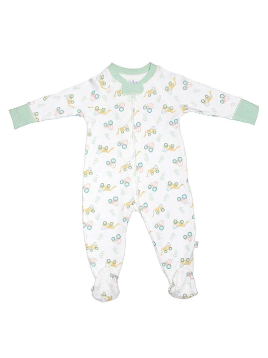 Organic Cotton Zip Up Tractor Sleepsuit Sleepsuit / Babygrow Cotton Boulevard 7-9lb 