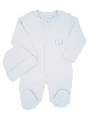 Visara Tiny Baby Sleepsuit & Hat Set - Blue Sleepsuit / Babygrow Visara 