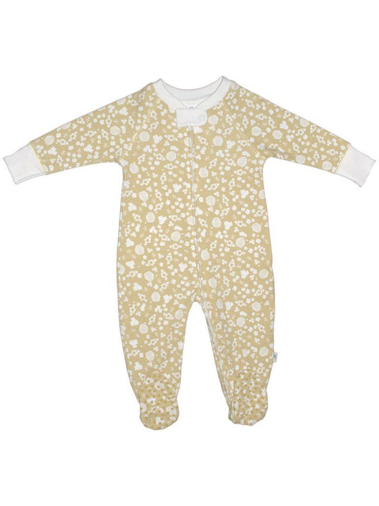 Organic Cotton Zip Up Yellow Bee Sleepsuit Sleepsuit / Babygrow Cotton Boulevard 