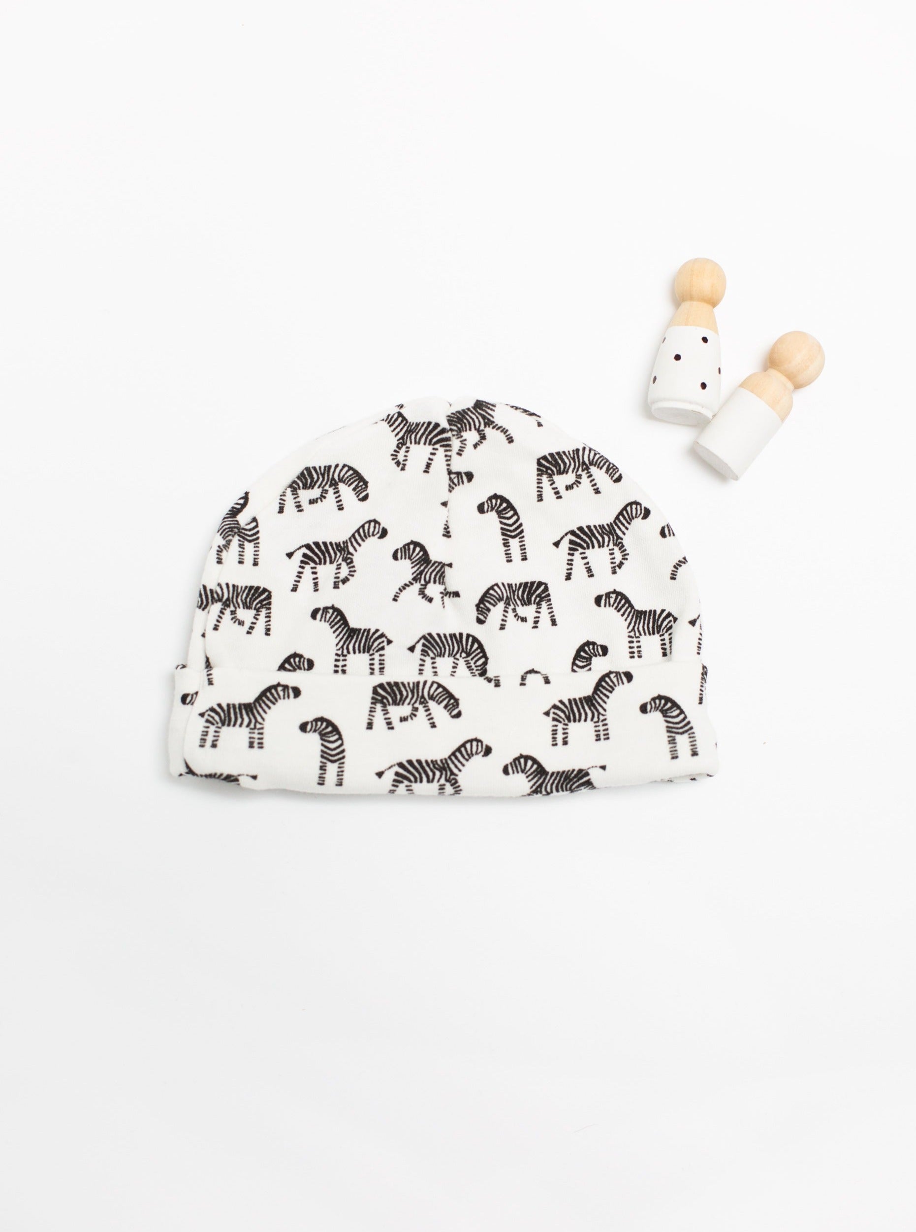 Round Hat, Little Zebras, Premium 100% Organic Cotton Hat Tiny & Small 