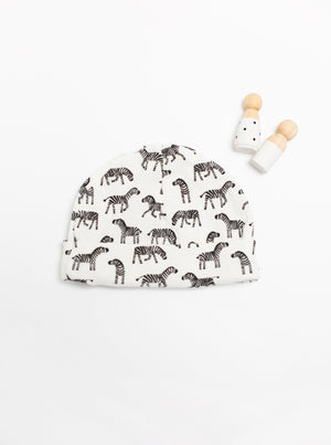 Round Hat, Little Zebras, Premium 100% Organic Cotton Hat Tiny & Small 