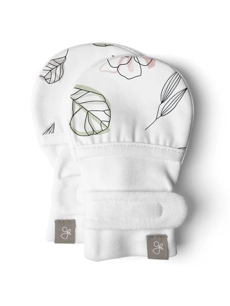 Baby Stay-On Scratch Mittens - Abstract Floral Scratch Mitts Goumikids 