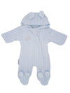 Tiny Baby Pramsuit With Bunny Ears - Blue, Knitted Snowsuit / Pramsuit Tiny Baby 