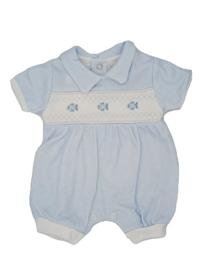Short Baby Romper - Blue Sleepsuit / Babygrow Dandelion 