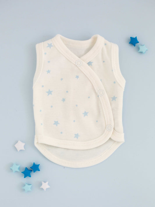 Incubator Vest, Blue Stars, Premium 100% Organic Cotton Bodysuit / Vest Tiny & Small 