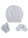 Knitted Hat, Mittens & Booties Set - Blue Hat, Mitts & Booties Set La Manufacture de Layette 