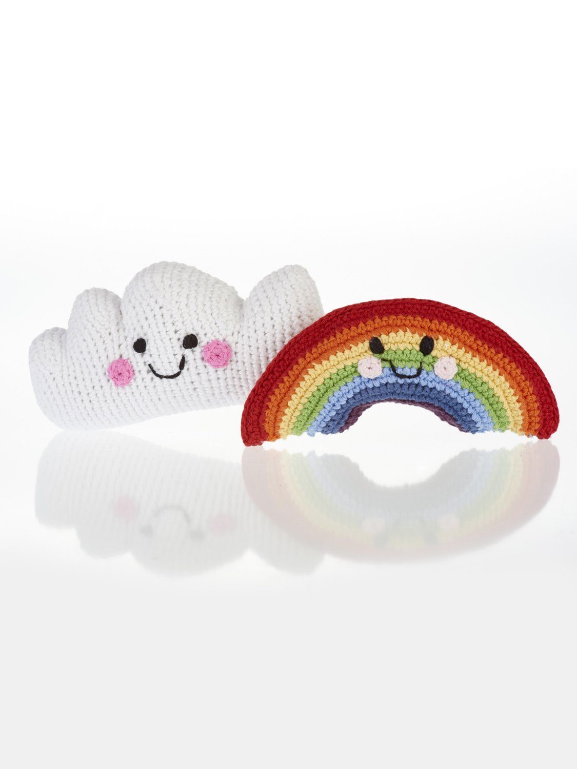 Smiley Cloud Crochet Fair Trade Rattle Toy Rattle Pebble Toys 
