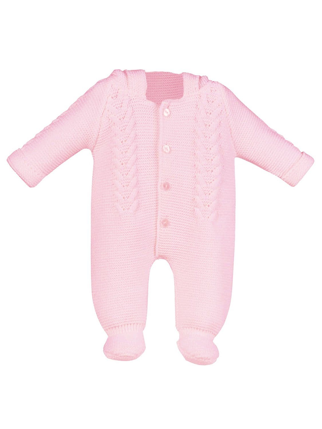 Pink Knitted Pramsuit Snowsuit / Pramsuit Dandelion 