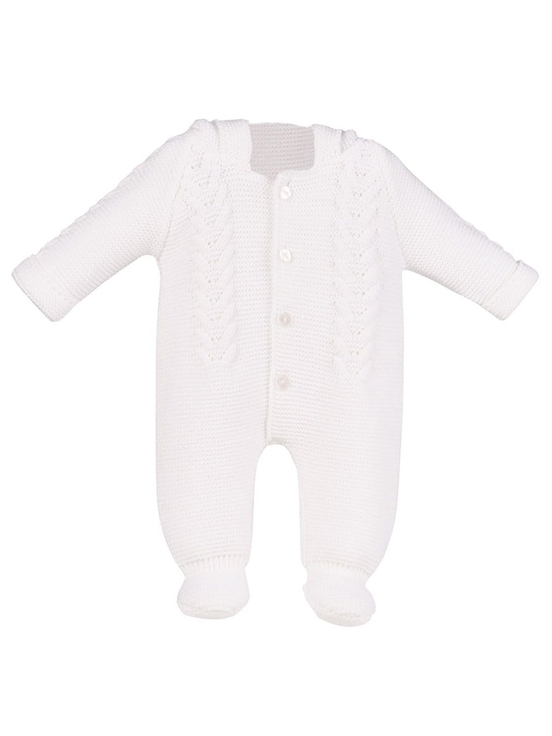 White Knitted Pramsuit Snowsuit / Pramsuit Dandelion 3-5lb 