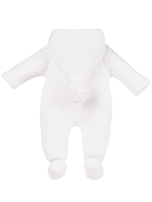 White Knitted Pramsuit Snowsuit / Pramsuit Dandelion 