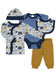 Dinosaur Mustard & Blue 4 piece set Outift Soft Touch 