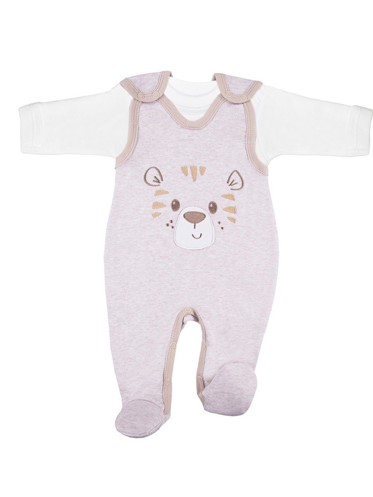 Early Baby Top & Tiger Footed Dungarees Set - Ecru Dungaree EEVI 