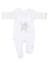 Early Baby Top & Chick Footed Dungarees Set - White Dungaree EEVI 