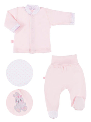 Embroidered Bunny Rabbit Trousers & Top Set - Pink Top & Trousers EEVI 