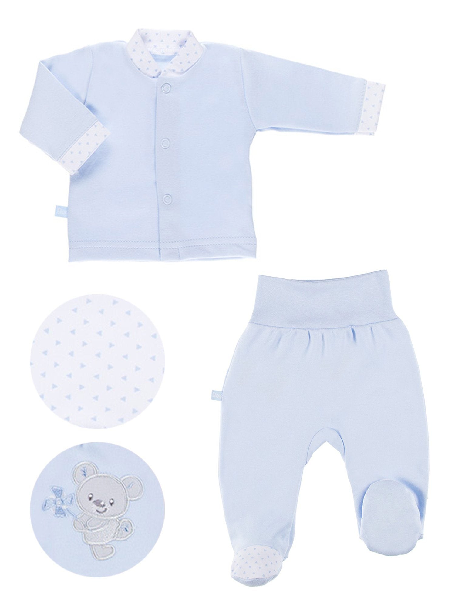 Embroidered Bear Trousers & Top Set - Blue Top & Trousers EEVI 