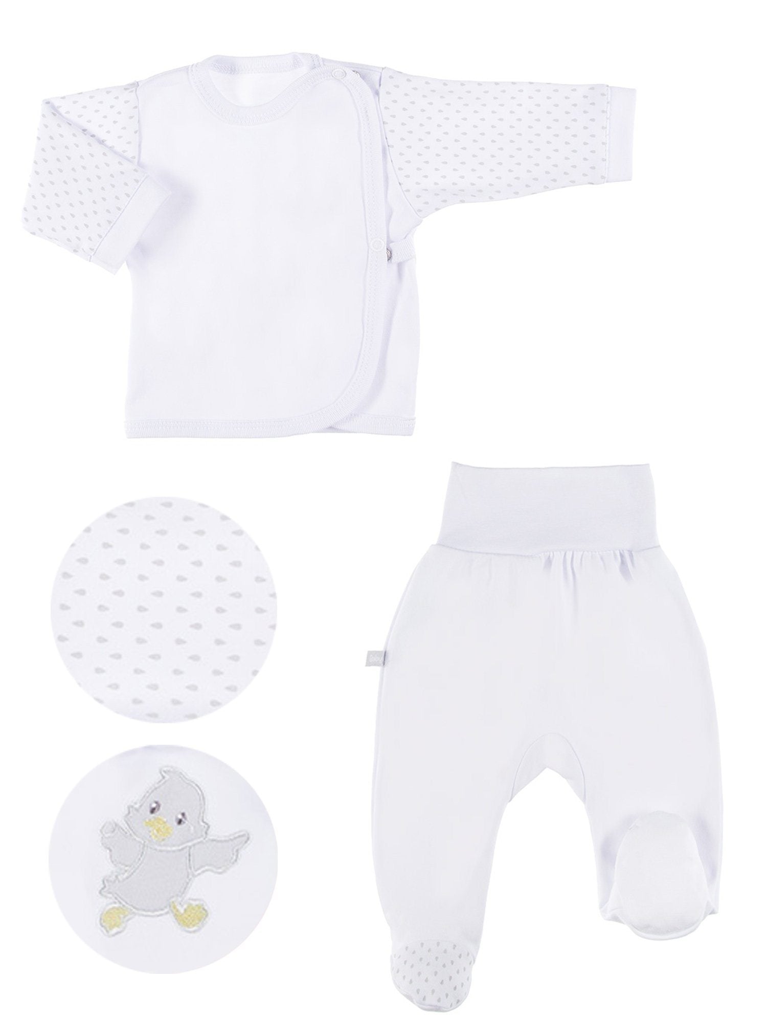 Embroidered Chick Trousers & Wrapover Top Set - White Top & Trousers EEVI 