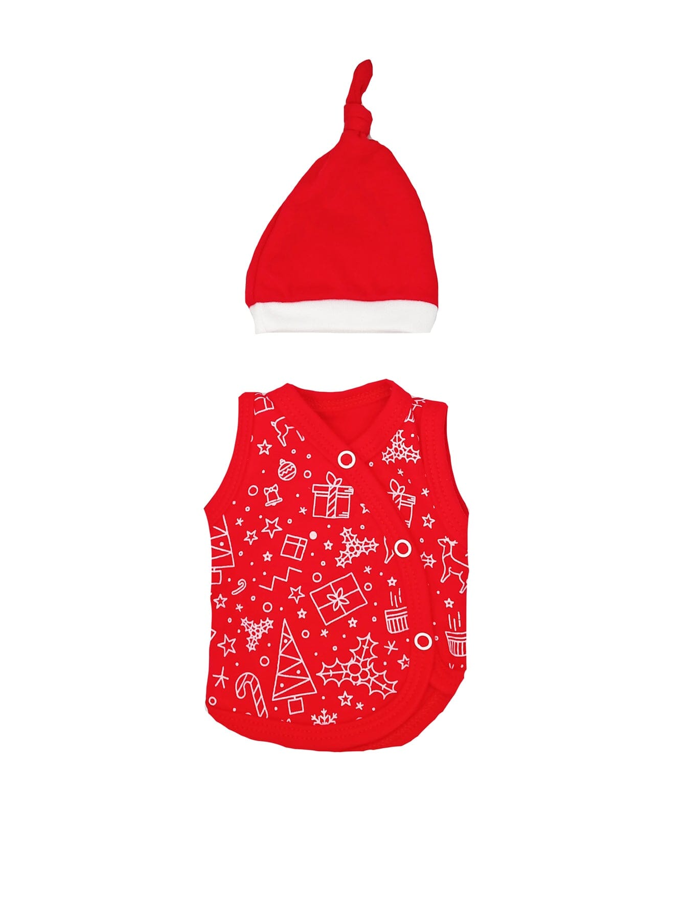 Festive Incubator Vest & Santa Hat Set, 100% Organic Cotton Set Tiny & Small 