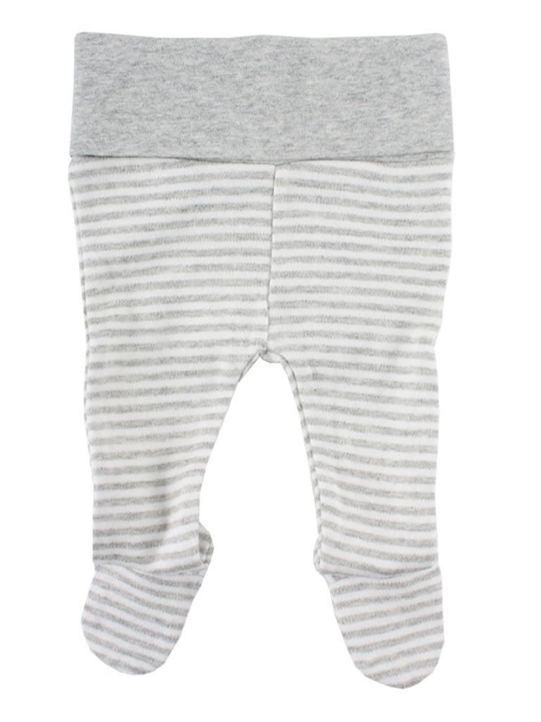 Organic Cotton Grey/White Stripe Footed Trousers Trousers / Leggings Fixoni 