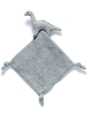 Organic Grey Knitted Dinosaur With Comfort Blanket Comforter Best Years 