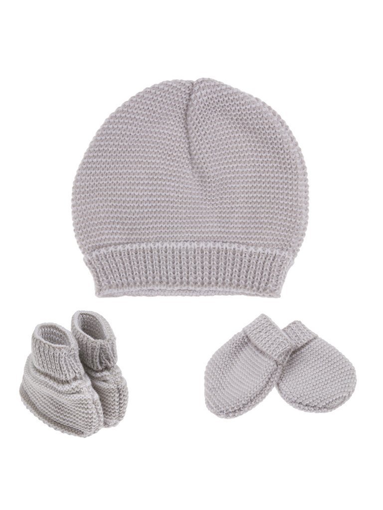 Knitted Hat, Mittens & Booties Set - Grey Hat, Mitts & Booties Set La Manufacture de Layette 