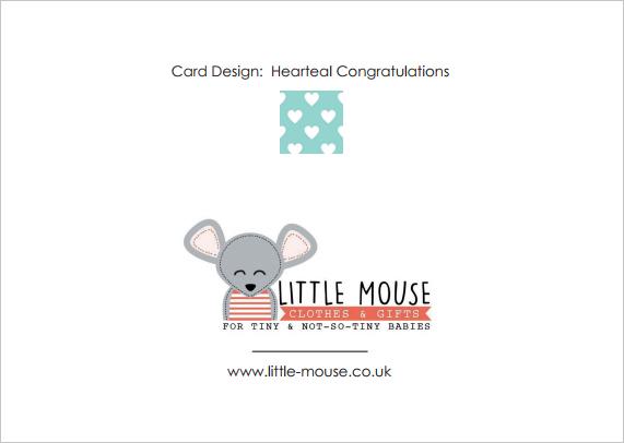 Congratulations, Hearts & Teal - New Baby Card New baby card Little Mouse Baby Clothing & Gifts 