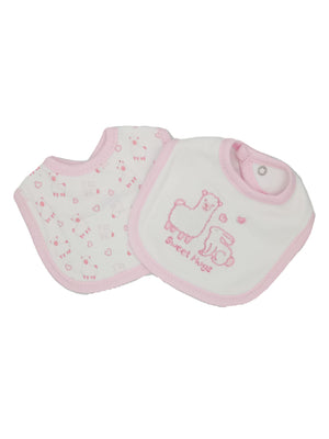 Pink "Sweet Hugs" Little Llama & Bunny Bib 2 Pack Dribble Bib Tiny Chick 