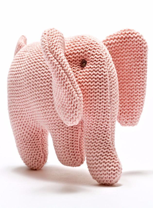 Organic Cotton Elephant Baby Rattle - Pink Rattle Under The Nile 