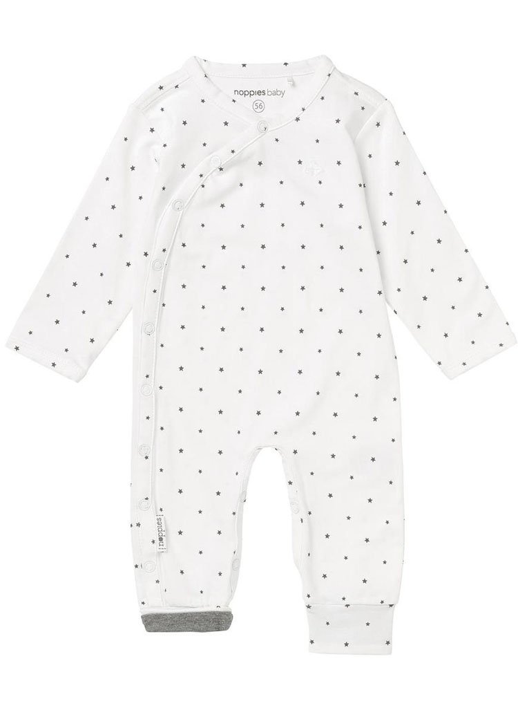 Sleepsuit - White With Star Print Sleepsuit / Babygrow Noppies 