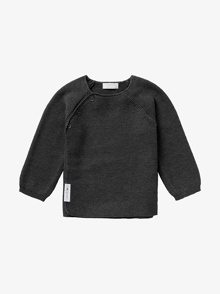 Organic Cotton Knitted Cardigan - Charcoal (Tiny Baby, 4-7lb) Cardigan / Jacket Noppies 