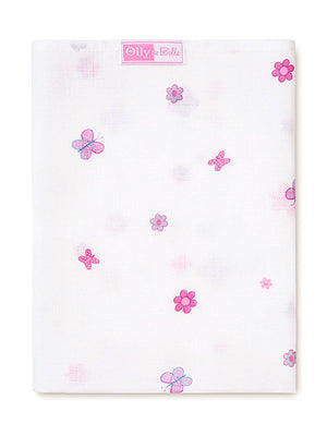 Floral Butterfly Print 100% Cotton Muslin Square By Olly & Belle Muslin Olly & Belle 