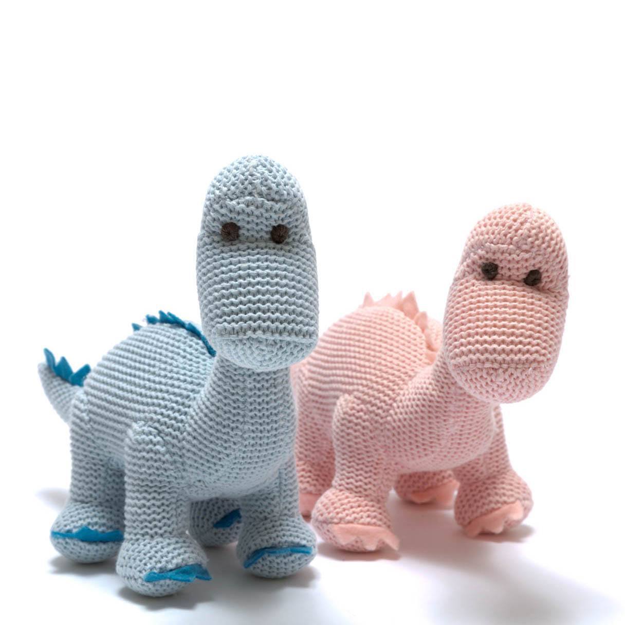 Knitted Organic Cotton Pastel Diplodocus, Pink Toy Best Years 